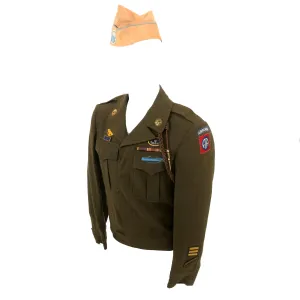 Original U.S. WWII 504th Parachute Infantry Regiment Ike Jacket with Overseas Cap - 82nd Airborne Division