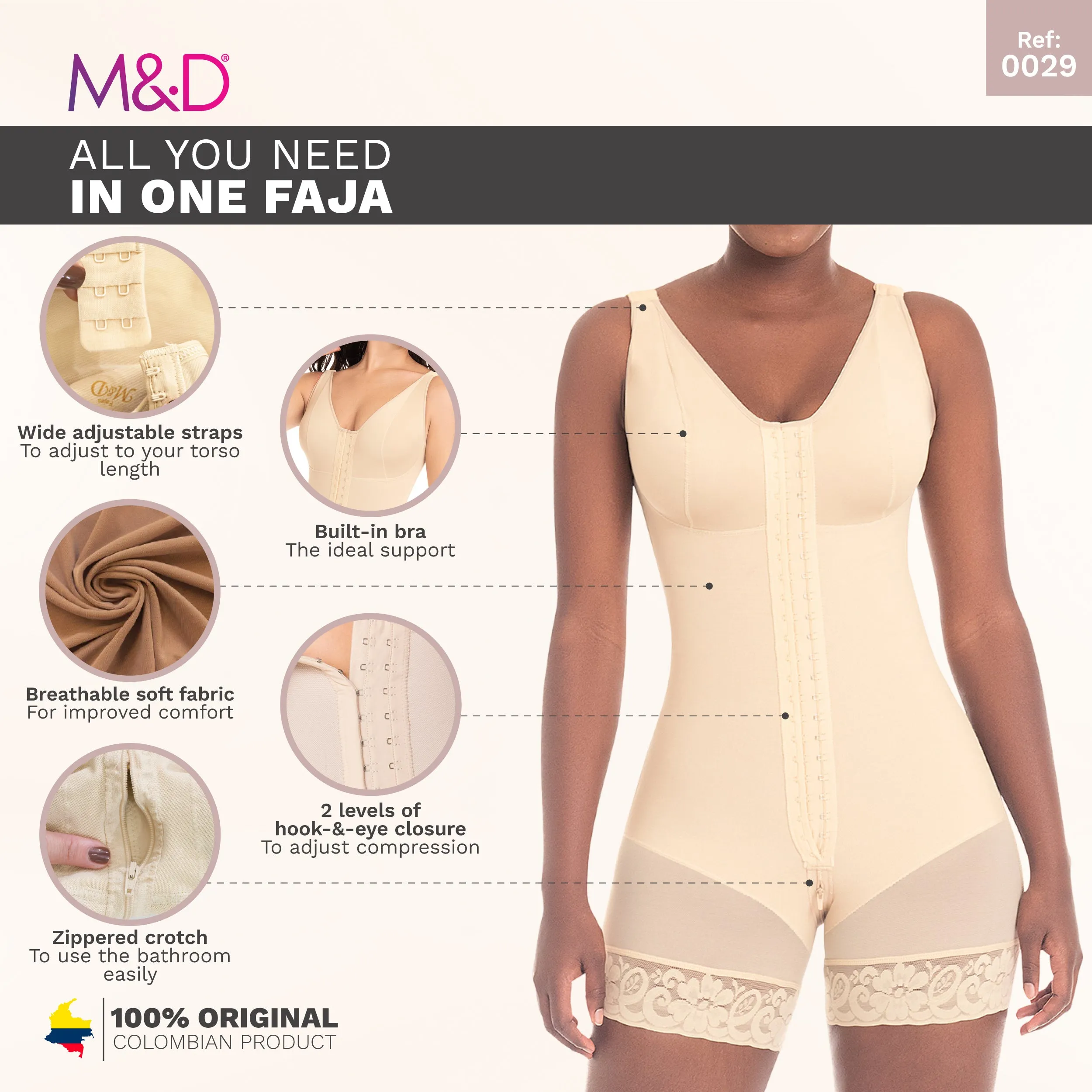 Post Surgery Compression Garments After Liposuction for Women M&D 0029