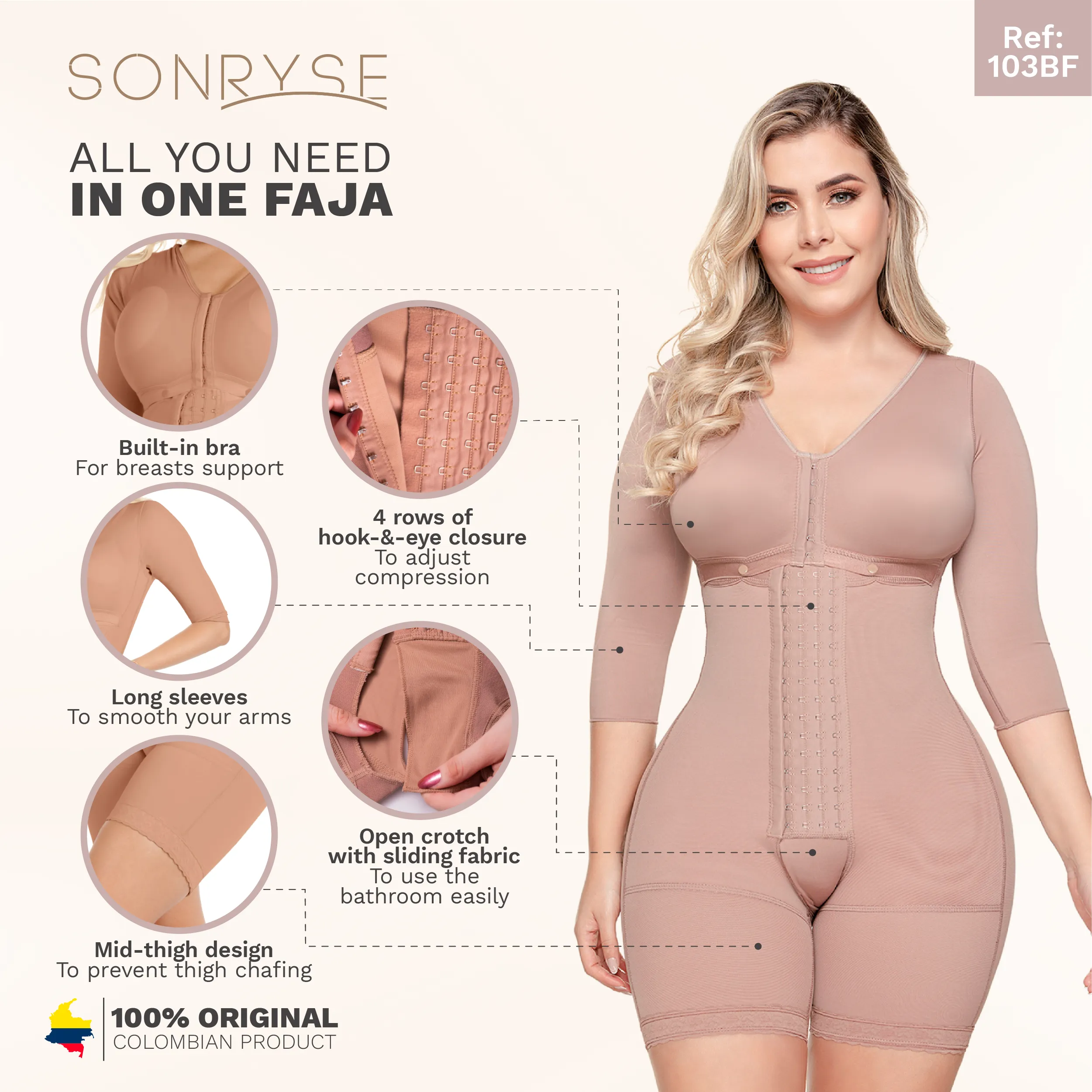 Postpartum Post Surgery Girdle Stage 1 Fajas Colombianas Sonryse 103BF