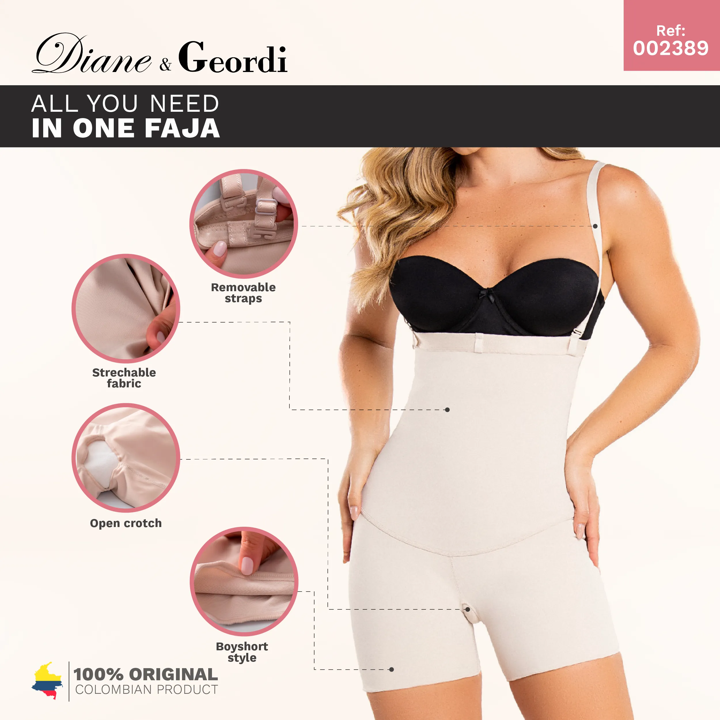 Postpartum Strapless Shapewear Fajas Colombianas Diane & Geordi 2389