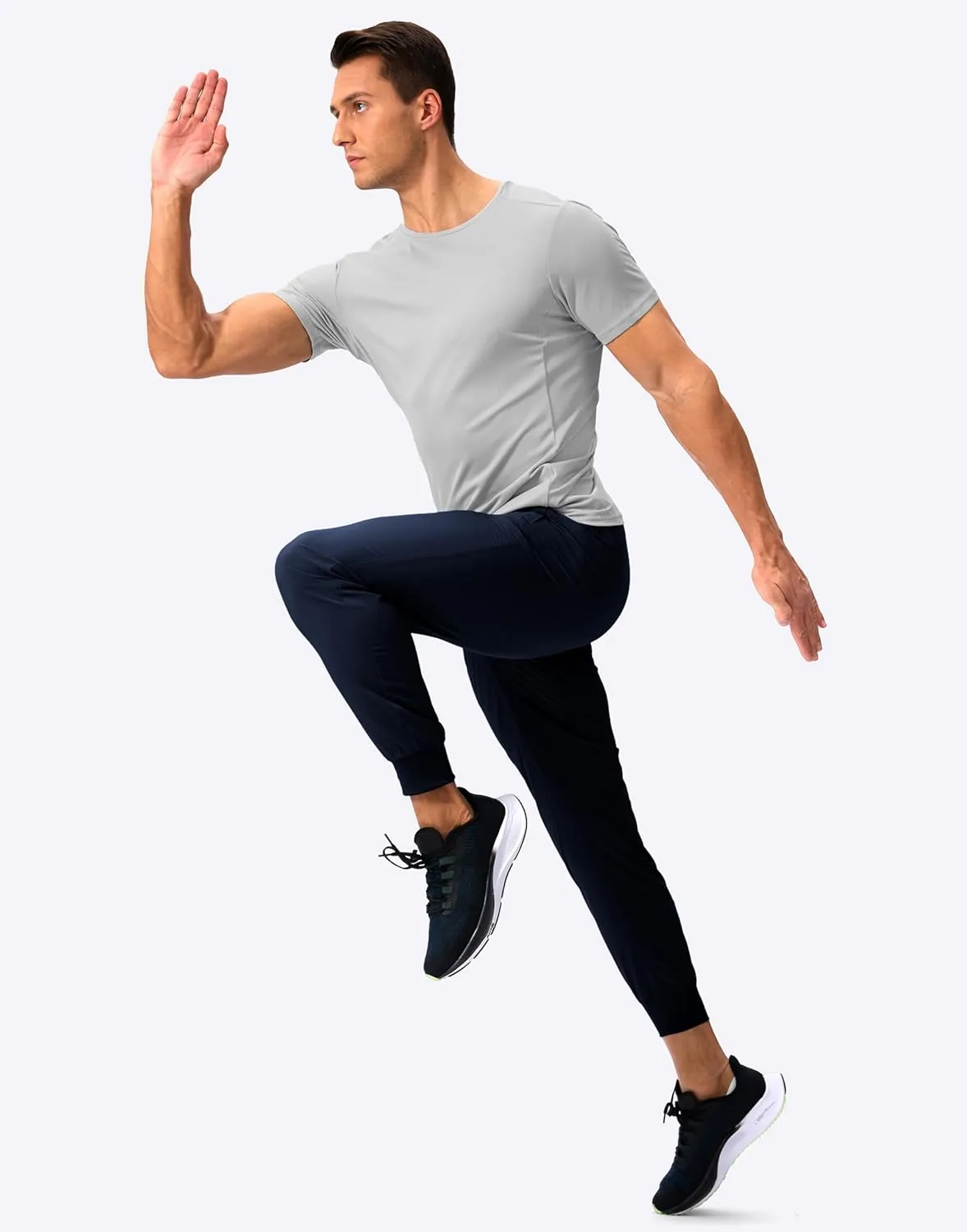 Pudolla Mens Joggers with Zipper Pockets Lightweight Sweatpants Workout Athletic Pants for Gym Running Golf