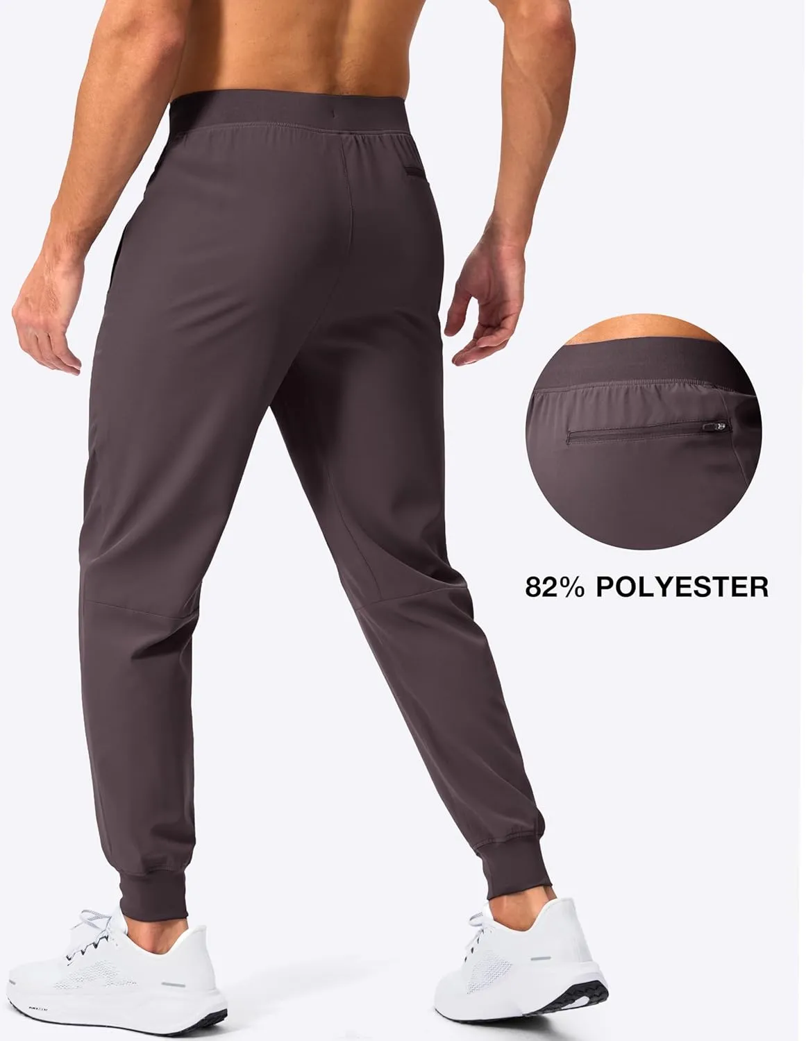 Pudolla Mens Joggers with Zipper Pockets Lightweight Sweatpants Workout Athletic Pants for Gym Running Golf