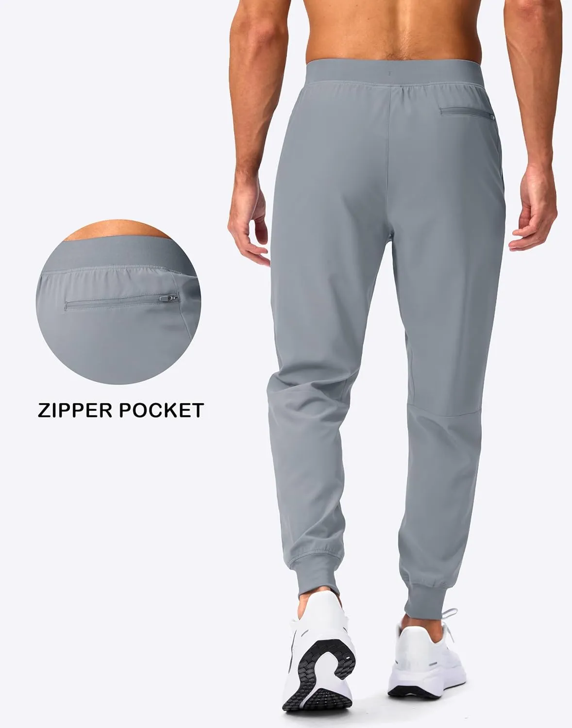 Pudolla Mens Joggers with Zipper Pockets Lightweight Sweatpants Workout Athletic Pants for Gym Running Golf