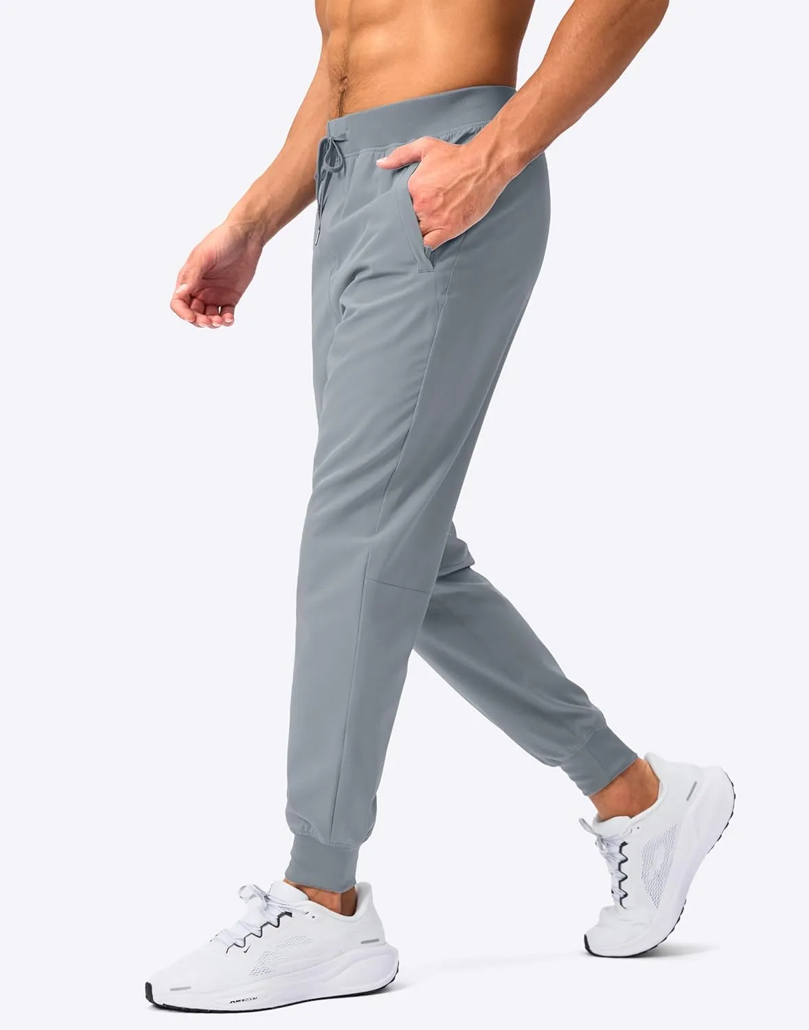 Pudolla Mens Joggers with Zipper Pockets Lightweight Sweatpants Workout Athletic Pants for Gym Running Golf