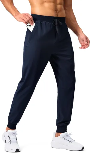 Pudolla Mens Joggers with Zipper Pockets Lightweight Sweatpants Workout Athletic Pants for Gym Running Golf
