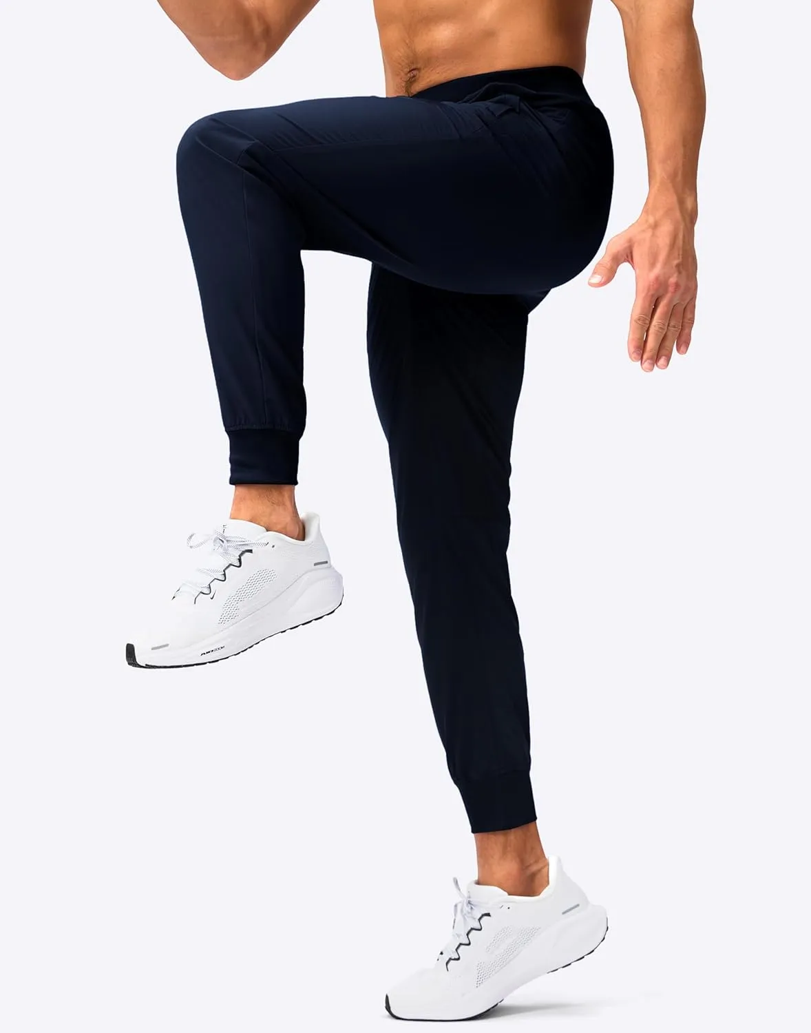 Pudolla Mens Joggers with Zipper Pockets Lightweight Sweatpants Workout Athletic Pants for Gym Running Golf