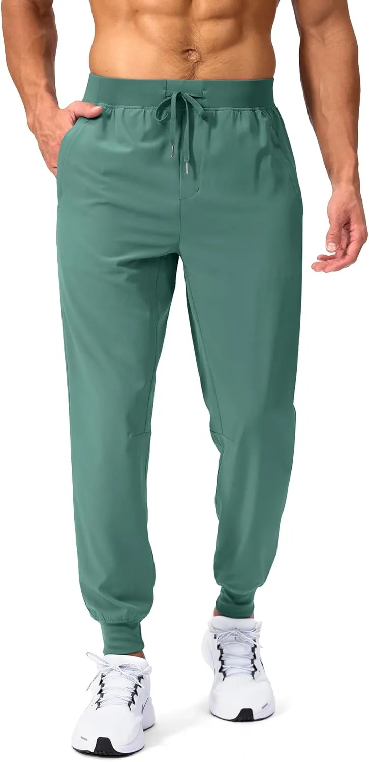 Pudolla Mens Joggers with Zipper Pockets Lightweight Sweatpants Workout Athletic Pants for Gym Running Golf