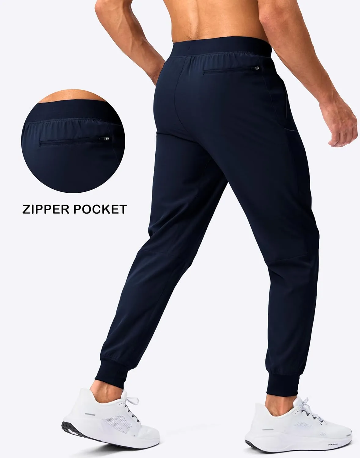 Pudolla Mens Joggers with Zipper Pockets Lightweight Sweatpants Workout Athletic Pants for Gym Running Golf