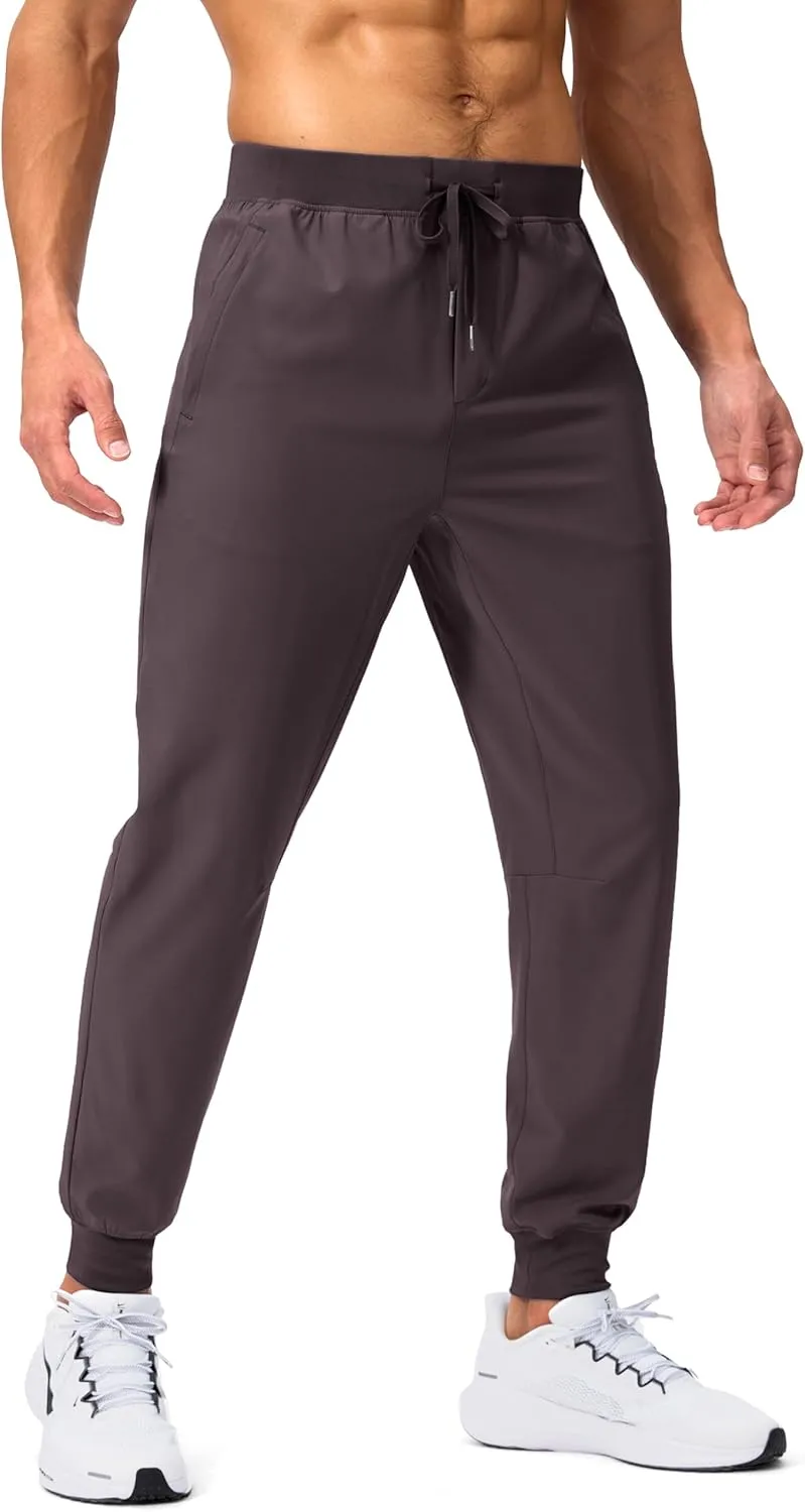 Pudolla Mens Joggers with Zipper Pockets Lightweight Sweatpants Workout Athletic Pants for Gym Running Golf