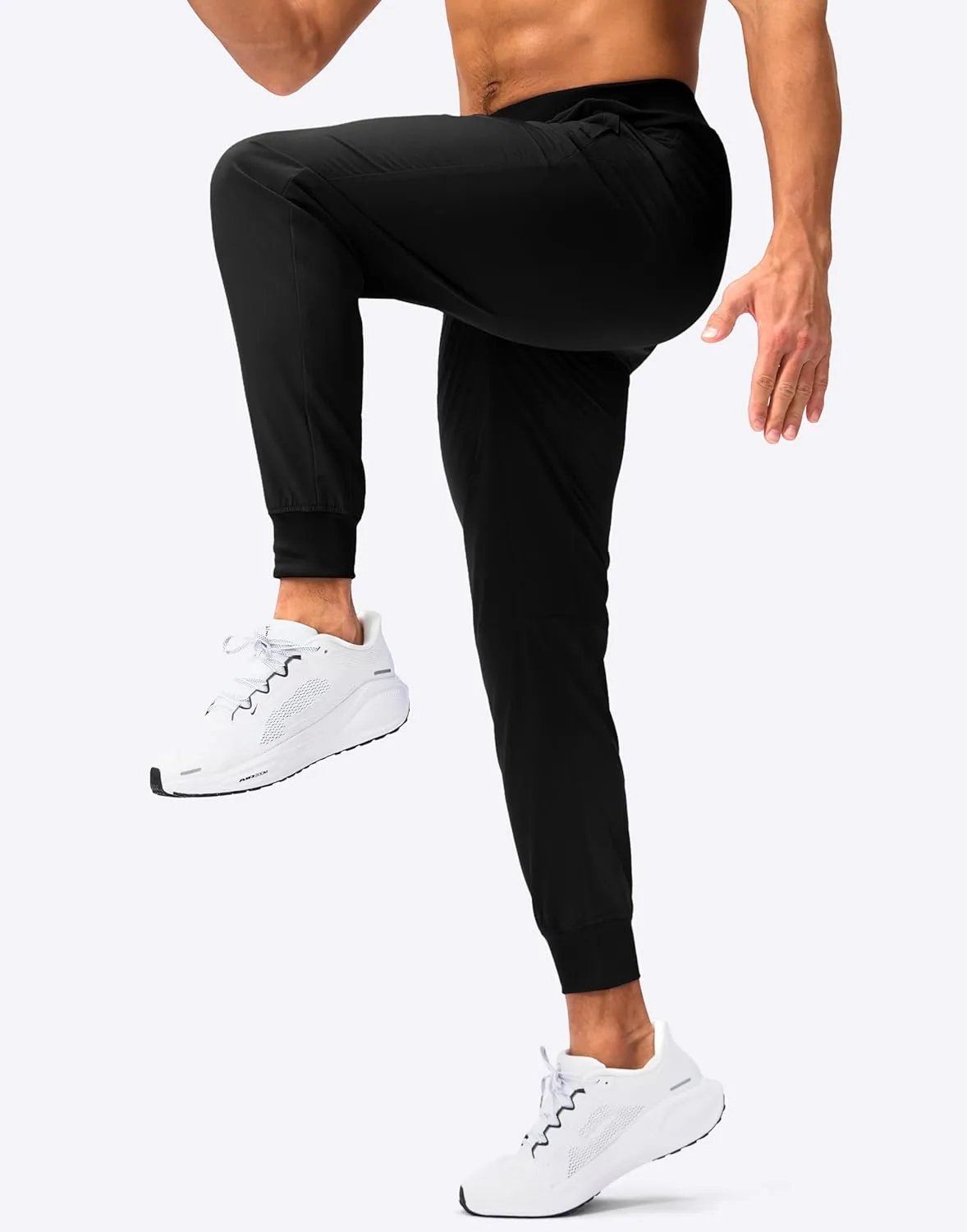 Pudolla Mens Joggers with Zipper Pockets Lightweight Sweatpants Workout Athletic Pants for Gym Running Golf