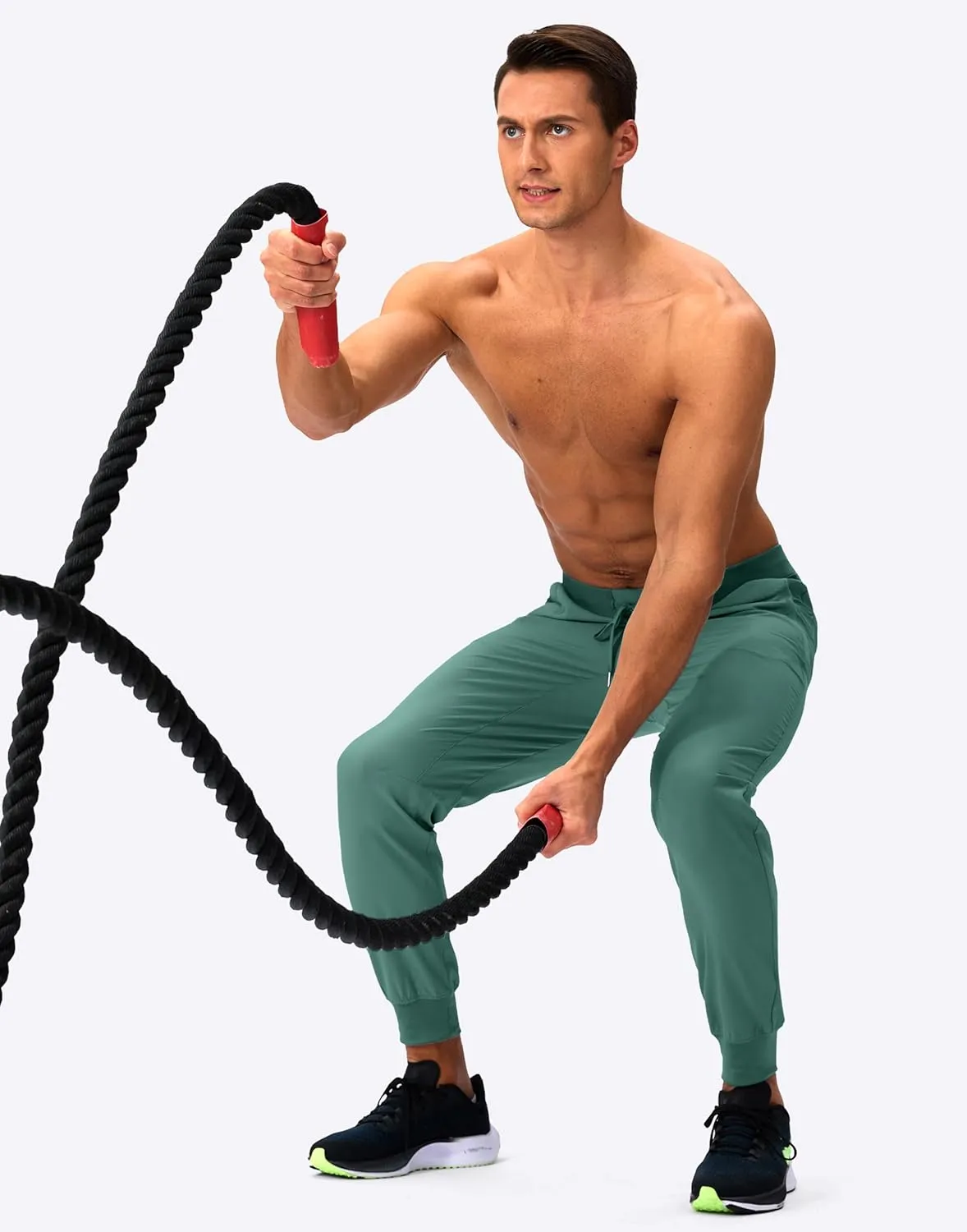 Pudolla Mens Joggers with Zipper Pockets Lightweight Sweatpants Workout Athletic Pants for Gym Running Golf