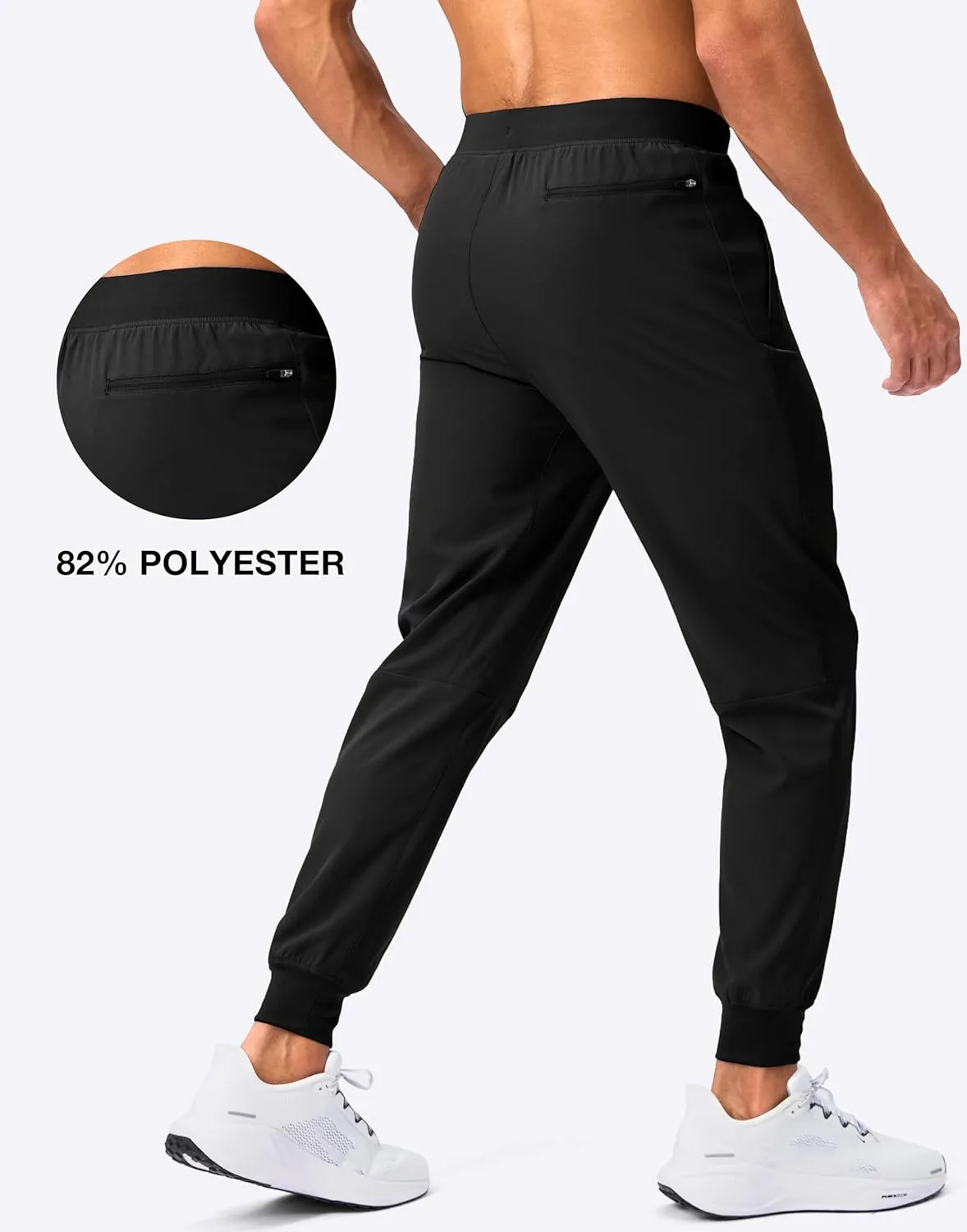 Pudolla Mens Joggers with Zipper Pockets Lightweight Sweatpants Workout Athletic Pants for Gym Running Golf
