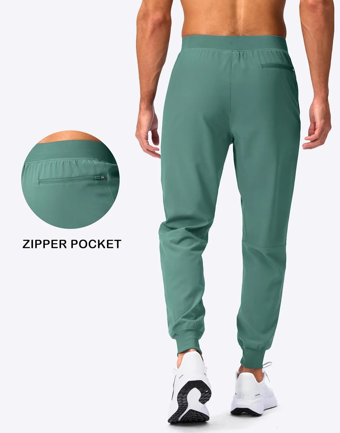 Pudolla Mens Joggers with Zipper Pockets Lightweight Sweatpants Workout Athletic Pants for Gym Running Golf