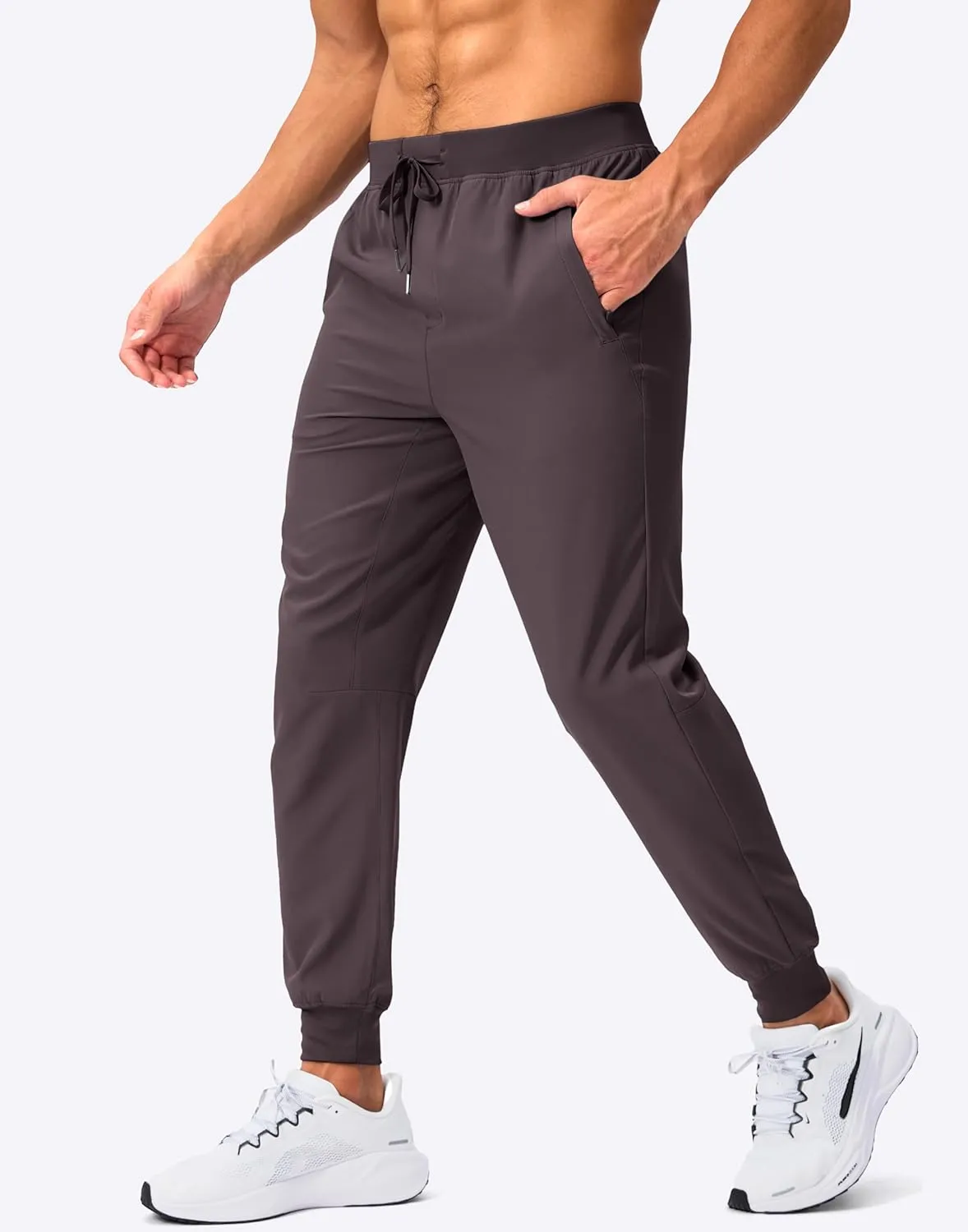 Pudolla Mens Joggers with Zipper Pockets Lightweight Sweatpants Workout Athletic Pants for Gym Running Golf