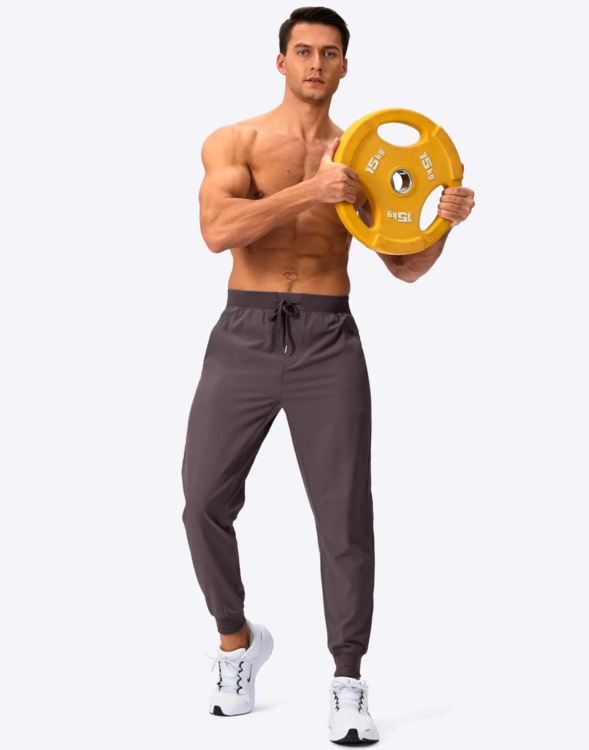 Pudolla Mens Joggers with Zipper Pockets Lightweight Sweatpants Workout Athletic Pants for Gym Running Golf