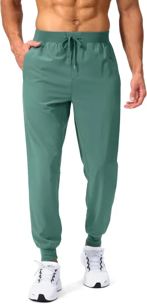 Pudolla Mens Joggers with Zipper Pockets Lightweight Sweatpants Workout Athletic Pants for Gym Running Golf