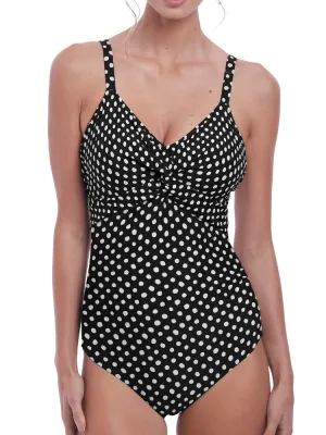 Santa Monica Twist Front Control Swimsuit - Black/White
