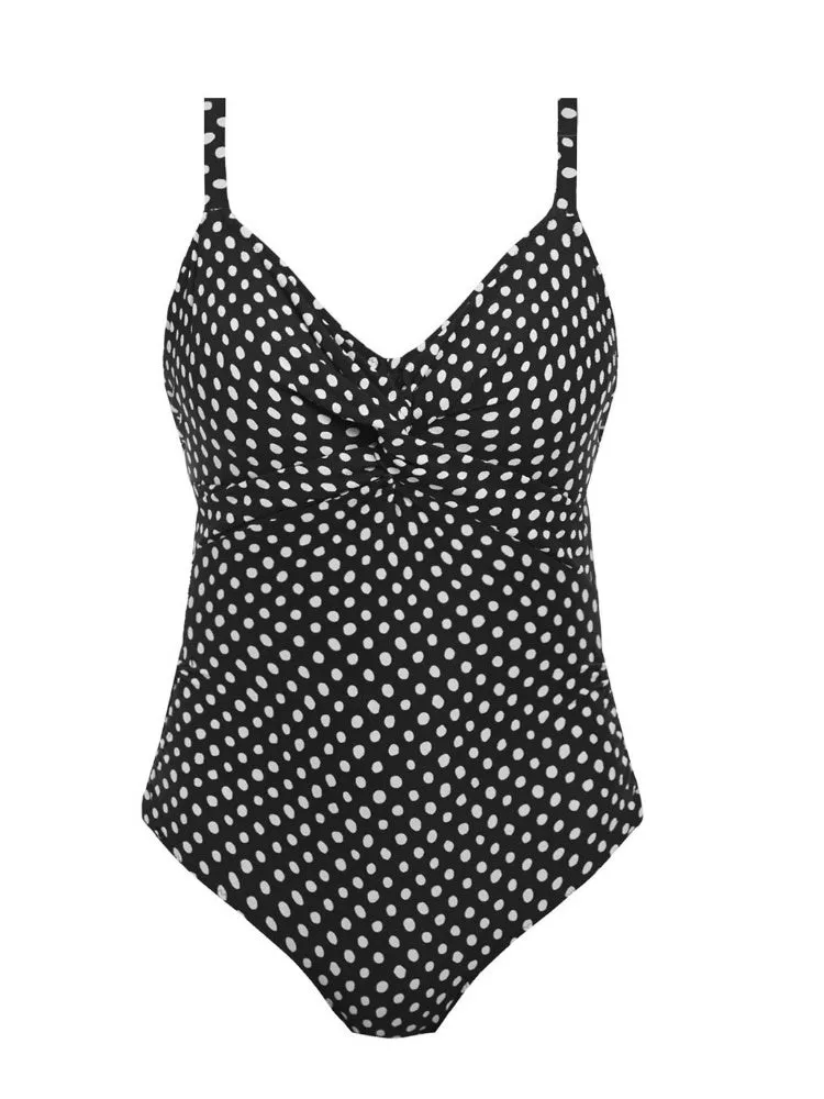 Santa Monica Twist Front Control Swimsuit - Black/White