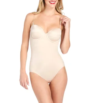 Suit Your Fancy Strapless Cupped Panty Bodysuit Champagne Beige