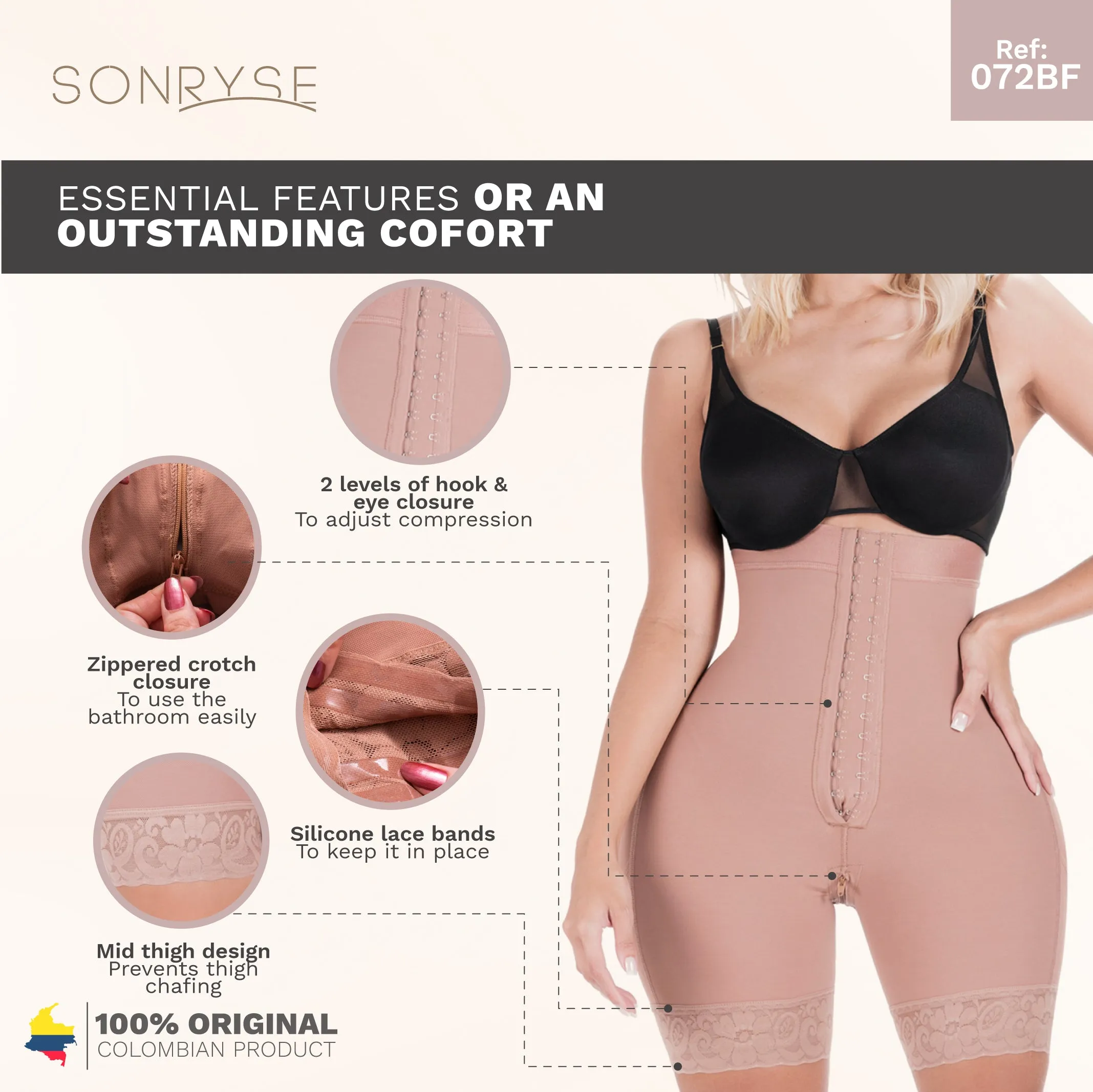 Tummy Control Shapewear Shorts Fajas Colombianas Moldeadoras Levanta Cola Sonryse 072BF