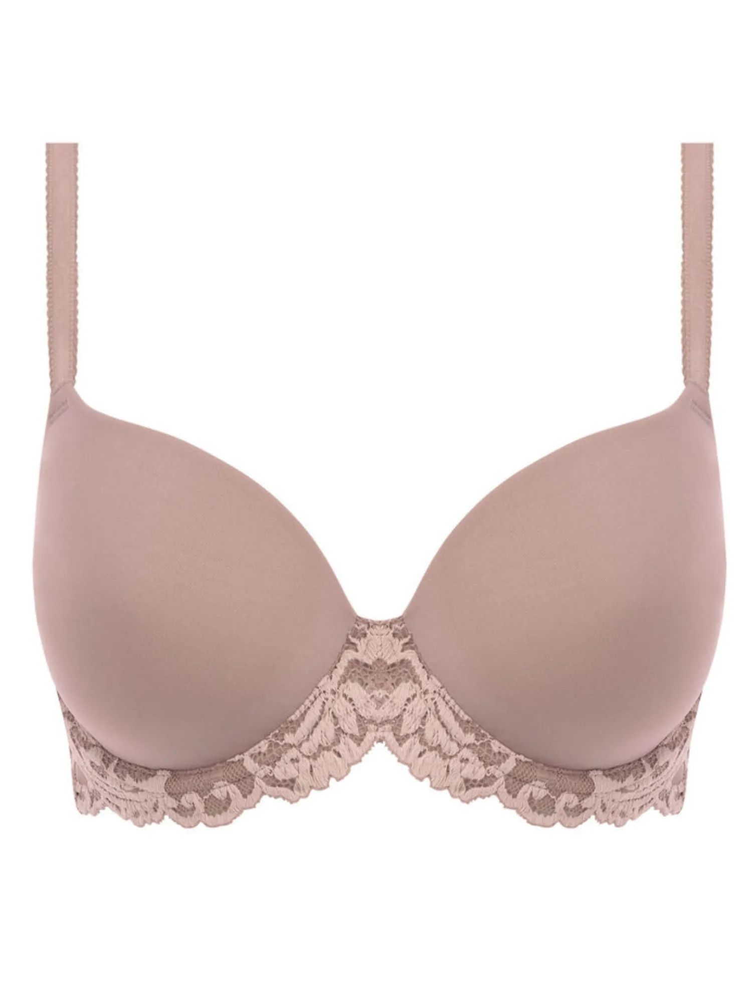 Wacoal Instant Icon Bra Contour Molded Full Figure Underwire, Cafe Au Lait | Beige T-Shirt By Wacoal