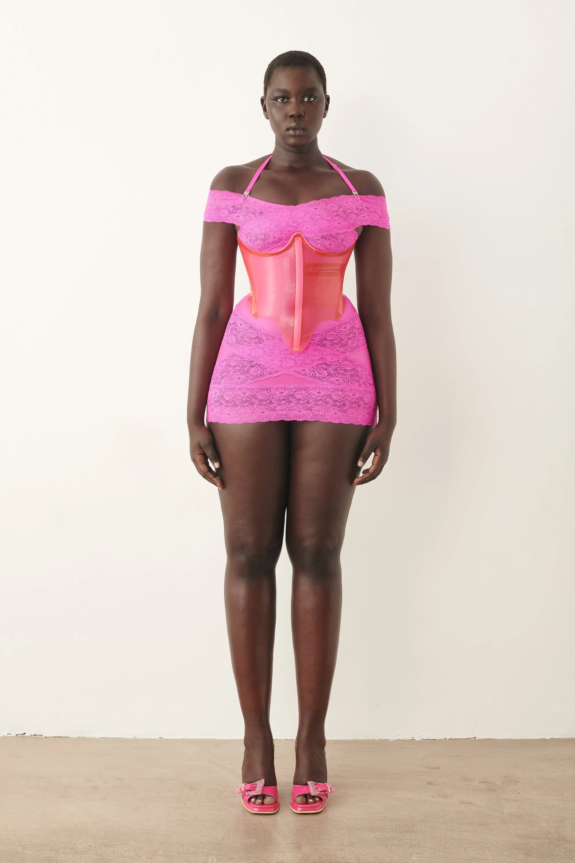 Wanda Waspie Latex Corset Harlot Pink
