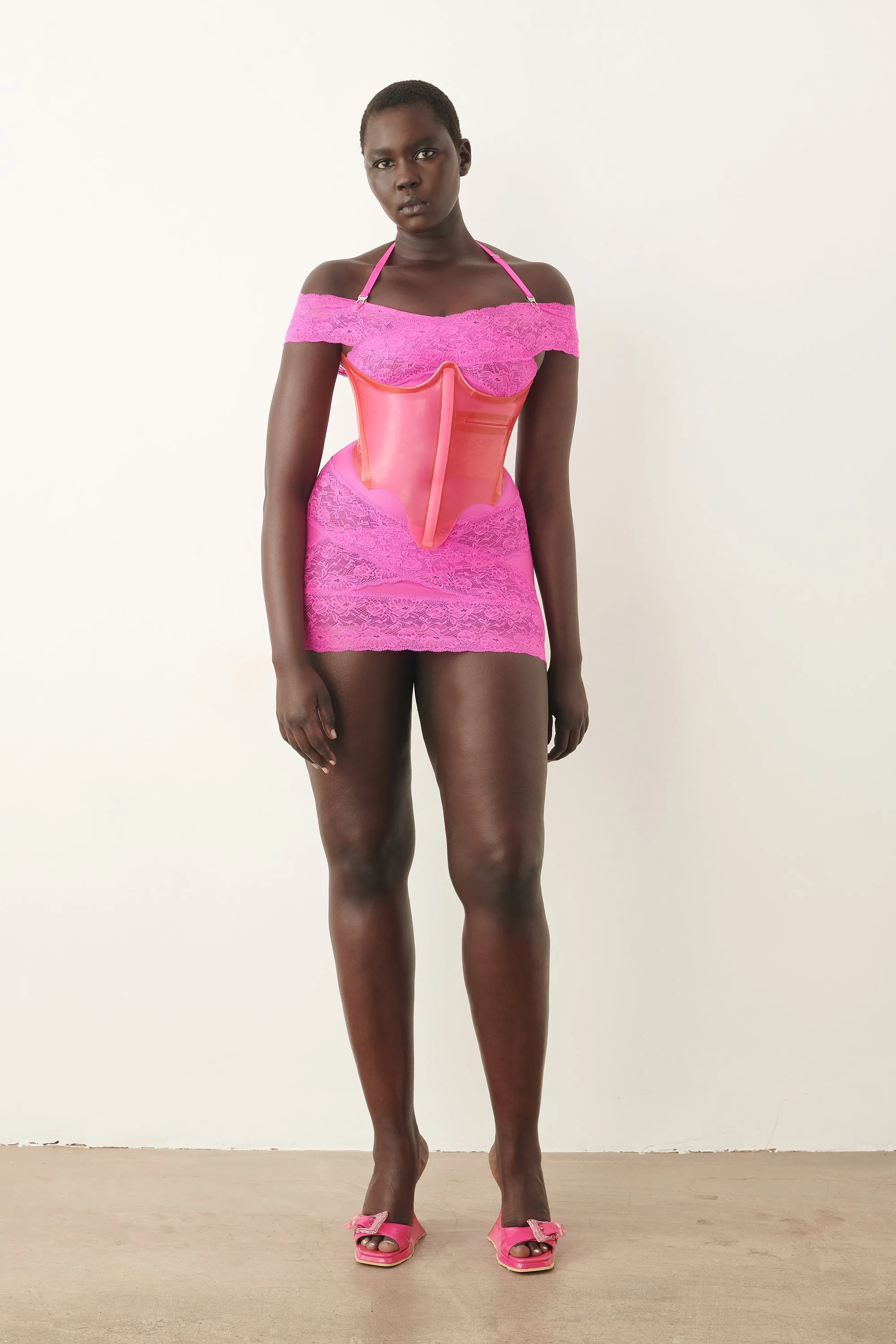 Wanda Waspie Latex Corset Harlot Pink