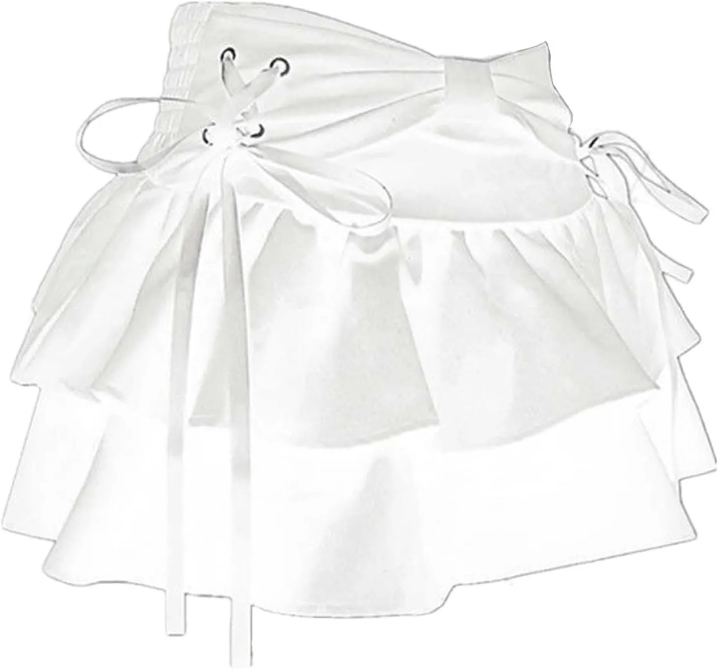 Women's Bow Low Waist Retro Pleated Skirt with Adjustable Waist A-line Mini Denim Skirt Y2K