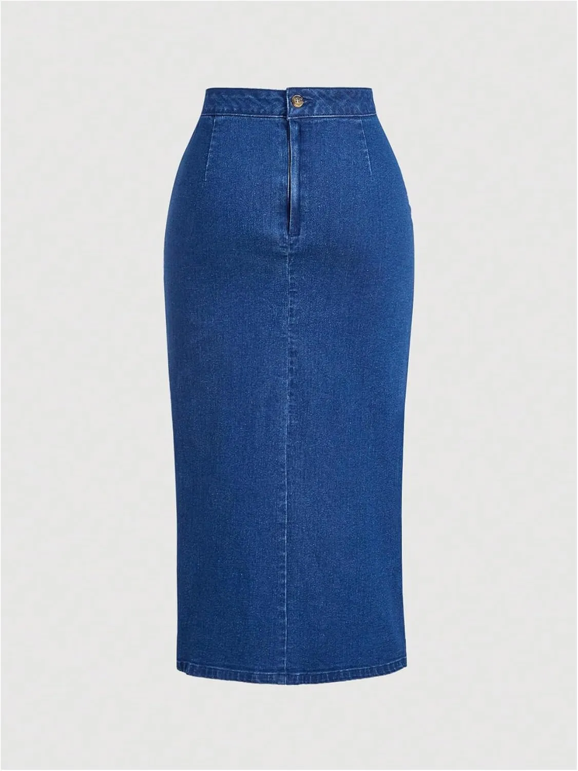 Women's Drawstring Split Thigh Denim Skirt High Waisted Bodycon Midi Jean Skirts